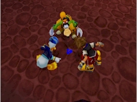 Sora, Donald, and Goofy discover a Trinity point.